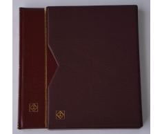 Goldhahn Leuchtturm Premium 64 schwarze Seiten A4 Briefmarkenalbum Einsteckbuch wattierter Ledereinband bordeaux mit Schutzkassette Briefmarken für Sammler