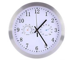 Seciie Funkwanduhr, 30CM Funk Wanduhr Quarz Funkuhr Lautlos mit Thermometer und Hygrometer für Schlafzimmer Wohnzimmer Küche