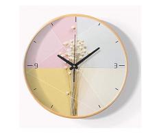 HJW Praktische Wandpendeluhr Wanduhr, Muten Wohnzimmer Leicht Zu Lesen Large Igital Kreative Wanduhr Schlafzimmer Küche Massivholzrahmen Ekorative Uhr Wanduhr,a,Rund -14 Zoll