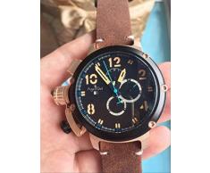 GFDSA Automatische mechanische Herren U Chronometer U1001 Uhr U-51 Chimäre Silber Alter Braun Leder Bootsuhr Schwarz Gold Gelb 11