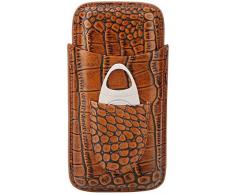 Zigarren Schneider, Elegante Vintage Krokoprägung Leder Zigarre Fall Travel Cigar Holder Box mit Edelstahl Cutter