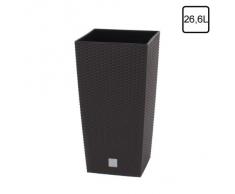 26,6 Liter Pflanzkübel Blumenkübel in Rattan-Optik inkl. Einsatz braun Rato Serie viereckig