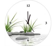 Artland Wand-Analog-Funk-Quarz-Uhr Digital-Druck auf Echt Glas mit Motiv Sebastian Kaulitzki 3 D Steine Wellness Zen Stein Fotografie Natur D3BF