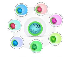 Zorara Digital Wecker Kinder, LED Digitaler Wecker 7 Farben Ändern, Digitaluhr Tischuhr Batteriebetrieben Große Ziffern Display, Datum, Temperaturanzeige, Snooze, Nacht Sichtbar, 12/24HR