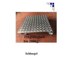 Pflanzenroller Quadrat bis 200kg Metall Blumenroller Untersetzer Indoor Outdoor Alu (3,5/5 Aluminium Riffelblech, 300x300mm)