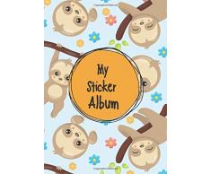 Mein Stickeralbum: Stickeralbum leer zum sammeln von Stickern | Motiv: Sloth baby hanging out DIN A4 Format mit 40 Seiten für Mädchen und Jungen | Kein Silikonpapier zum wieder abziehen !