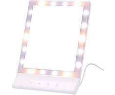 WYJZHEN LED-Kosmetikspiegel mit Touchscreen 10-fache Vergrößerung Desktop-Kosmetikspiegel um 90 ° drehbar für Verfahrwege 21 4 x 2 3 x 30 cm