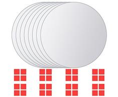 vidaXL 8-TLG. Spiegelfliese Set Rund Glas Badspiegel Wandspiegel Dekospiegel