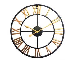 LVPY Wanduhr im Antik-Look aus Metall, Durchmesser 40 cm, Wanduhr Lautlos für Wohnzimmer, Küche, Büro und Schlafzimmer, Gold