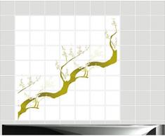 Fliesenaufkleber Fliesentattoos für Bad & Küche - Küchenfliesen 70x70 cm - Fließen 15x10 cm - MD001 - Zweig Leben