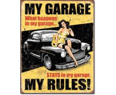 Blechschild My Garage My Rules 32x41 cm Made in USA tin sign enseignes en metál Metallschild Retro Werbung Blechschilder