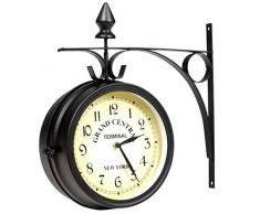 mewmewcat Wanduhr Schmiedeeisen Gartenuhr Bahnhofsuhr 2-seitig Handgefertigt Grand Central Terminal New York 270 x 265 x 85 mm