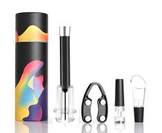 Aceown 4 in 1 Korkenzieher Set, Wein Flaschenöffner Air Pump Edelstahl Weinöffner Geschenken Weinzubehör Toolkit ( Schwarz )