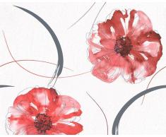 A.S. Création Papiertapete Aquarelle, Mustertapete, floral, grau, rot, 940885