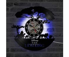 Cheemy Joint Der König der Löwen Disney Vinyl-Wanduhr LED 12-Zoll-Schallplatte, wohnkultur hängende Nachtlampe Uhr 7 Lichtfarbe Nachtlicht, Geburtstags (A6-1 with LED)