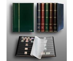 Prophila Leuchtturm 60 Schwarze Seiten Briefmarkenalbum Einsteckbuch wattierter grüner Einband