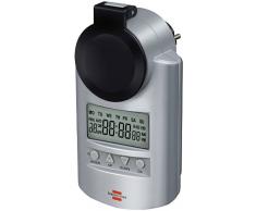 Brennenstuhl Primera-Line Zeitschaltuhr DT IP44, digitale Timer-Steckdose (Wochen-Zeitschaltuhr, IP44 Schutz & Kindersicherung) Farbe: silber