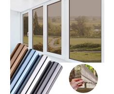 KINLO 45x200cm verspiegelte Folie Sonnenschutz selbstklebend Fensterfolie Sichtschutz und Hitzeschutz Sichtschutzfolie Spiegelfolie für Fenster Dunkel Kaffe