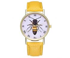 Horloge Dames Minimalismus Kreativ Trend Retro Uhr Bienen Insekten Damenuhren Uhr Kuckuck, Gelb