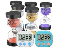 EXTSUD Sanduhr 6 stücke Sanduhren 1 3 5 10 15 30 minuten mit 2 digitale magnetische Timer mit Stoppuhr Zeitmesser / Timer für Kinder Schule, Kita, Büro,Haus Deko Spiel Requisiten Weihnachtsgeschenk