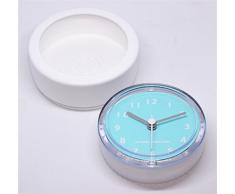 JIA1 Mini Badezimmer Uhr Hause Küche Quarzuhr wasserdicht Uhr Sucker Kühlschrank Uhr kreative Einfachheit Moderne kleine Wanduhr, Blue