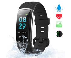 [Neuestes Modell] Fitness Tracker, KUNGIX Schrittzähler Uhr IP68 Wasserdicht Smartwatch mit Pulsmesser Smart Watch für Damen Herren Kinder iOS Android Kompatibel