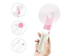 ZOOI Handventilator Batteriebetrieben Mini Ventilator Klein - Handventilator Tragbar, USB Ventilator Handventilator Akku, 2 Geschwindigkeiten Faltbarer Ventilator für Büro Reisen Zuhause Outdoor