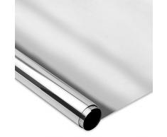 Homein Sonnenschutzfolie Selbstklebend Spiegelfolie 90 x 200 cm, Tönungsfolie Wärmeschutzfolie zum Sonnenschutz UV-Schutz Hitzeschutz Sichtschutz Verdunkelungsfolie Thermofolie Silberfolie Innen