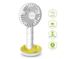 SAWAKE Handventilator mini Ventilator mit Handyhalter, elektrisch Handlüfter für Reisen, Büro, Zuhause, Draußen, Innen (140g, Bambus-Stäbe Design, USB aufladbar, verstellbar, 2600mAh Batterie)