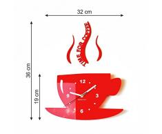 TASSE Time for coffee (Zeit für Kaffee) Moderne Küche Wanduhr rot, 3d römisch, wanduhr deko
