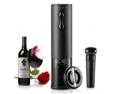 TOQIBO Elektrischer Korkenzieher,6 Sekunden Automatisch Flaschenöffner Schnurlos Weinöffner,Weinflaschenöffner Set mit Wine Folienschneider & Vakuum Stopper & geliefert USB Ladekabel(schwarz)