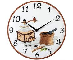 Atlanta - Quarzuhr - Wanduhr - Küchenuhr - Motiv Kaffeemühle - Steingutgehäuse - Zahlen und Zeiger schwarz
