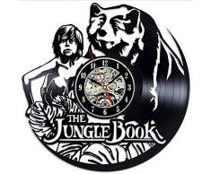 Retro-Wanduhr, Motiv Wolf, Tiermotiv, Vinyl, Rekord-Design, handgefertigt, große Uhr