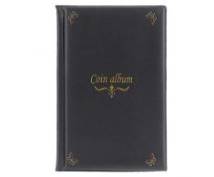 Aediea 10 Seiten 150 Taschen Münzalbum Münzen Aufbewahrung Halter PVC Sammelbuch, schwarz