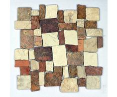 M-1-017 - 1 m² = 11 Fliesen -Marmor Mosaik Random Bruchstein mediterran Bad Stein Wand Boden Deko Fliesen