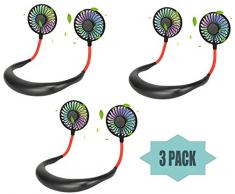 Ventilator zum Aufhängen, leuchtend, für Sport, tragbar, Mini-Ventilator zum Aufhängen, Freisprecheinrichtung, Kopfhörer-Design, USB-Ventilator (3 Packungen)