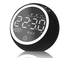 Anole FM Radiowecker Digitaler Wecker Digital LED Wecker Tischuhr Reisewecker mit Temperaturanzeige,Schlummerfunktion,Nachtlicht,2 Weckzeiten,Bluetooth Lautsprecher,2 USB Anschlüsse,FM Radio(Schwarz)