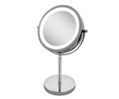 PIMILA Beleuchteter Kosmetikspiegel Schminkspiegel groß mit LED Licht, normal und 5-Fach Vergrößerung, Tischspiegel Make up Spiegel mit Beleuchtung –Rund