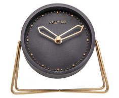 NeXtime Tischuhr CROSS TABLE, lautlos, rund, Stein / Metall, 17,5 x 15,5 cm