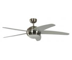 Pepeo Deckenventilator mit Beleuchtung und Fernbedienung Melton, Gehäuse Nickel, Flügelfarbe Weiß, 132 cm, für Räume bis zu 25m²