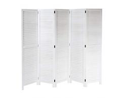 Mendler Paravent HWC-C30, Raumteiler Trennwand Sichtschutz, Shabby-Look Vintage, 170x205cm ~ weiß