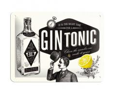 Nostalgic-Art 26168 Bier und Spirituosen Gin Tonic, Blechschild, 15 x 20 cm