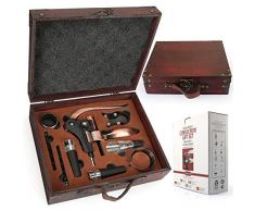 YOBANSA Antike Holzkiste Weinzubehör Geschenkset, Kaninchen Weinöffner, Weinkorkenzieher Weinverschluss und Weinausgießer Set（0b）