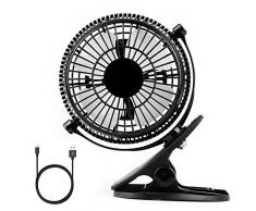 USB Ventilator Schreibtischventilator MINI Handventilator Leise Ventilator Mini Clip Tischventilator für den Schreibtisch 2 einstellbare Geschwindigkeiten mit An/Aus-Schalter leise 360° Drehbar für Reisen und Zuhause (Schwarz)