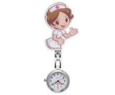 JSDDE Uhren,Krankenschwester FOB Uhr Pflegeruhr Pulsuhr Ketteuhr Schwesternuhr Quarz Taschenuhr, Cartoon Mädchen Krankenschwester #1