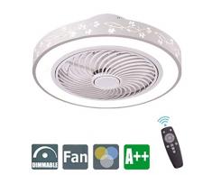 WRMING Moderner Deckenventilator mit Licht und Fernbedienung, Dimmbar LED Schlafzimmer Deckenleuchte, Leise Timing Ventilator Lampe Kinderzimmer Fan Deckenlampe, Ventilator für Sommer, Ø50cm, 60W