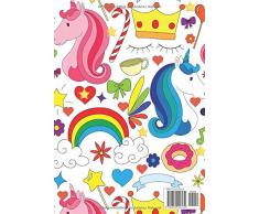 Mein Sticker Album: Motiv: Mit Pinken und Blauen Einhörnernern, Kornen Herzen und Sternen | DIN A4 Format mit 40 Seiten für Mädchen und Jungen | Kein Silikonpapier zum abziehen