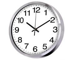 Wanduhr Modern Quartz Lautlos Wanduhr Schleichende Sekunde ohne Ticken 12 Zoll Silber