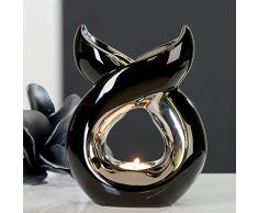 Duftlampe Aromabrenner Lago aus Keramik · schwarz/Silber Höhe 20 cm