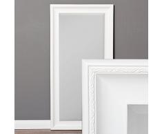 LEBENSwohnART Wandspiegel COPIA 100x50cm Pur-Weiß Spiegel Barock Holzrahmen Facette